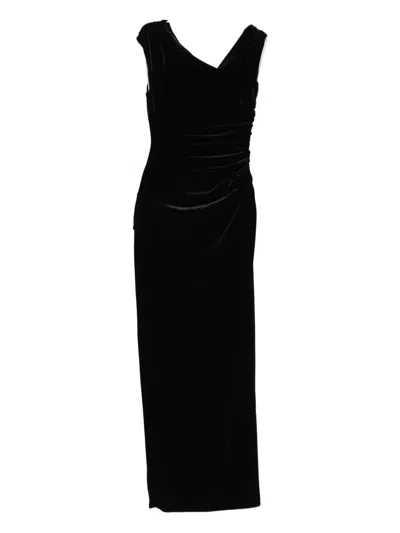 Sir Ettore Draped Velvet Dress In Black