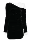Sir Ettore Off-the-shoulder Draped Stretch-velvet Mini Dress In Black