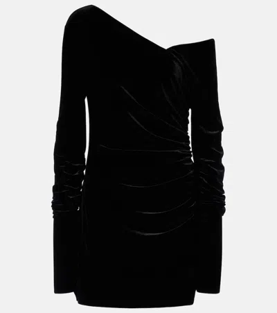 SIR ETTORE RUCHED VELVET MINIDRESS