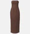 Sir Evalita Linen Bustier Maxi Dress In Brown