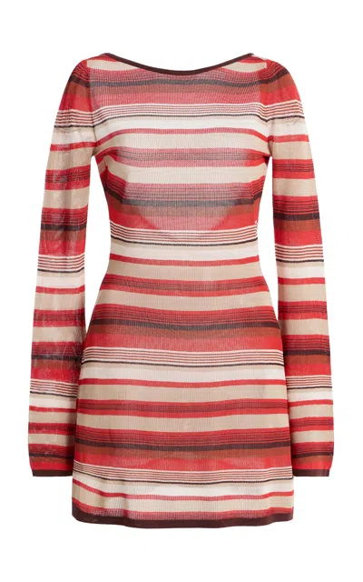 Sir . Exclusive Coastline Striped Mini Dress In Red