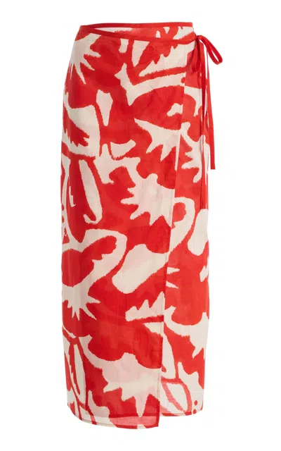 Sir . Exclusive Cotton Voile Maxi Wrap Skirt In Red