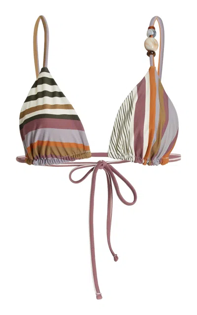 Sir Exclusive Lipari Beaded String Triangle Bikini Top In Stripe
