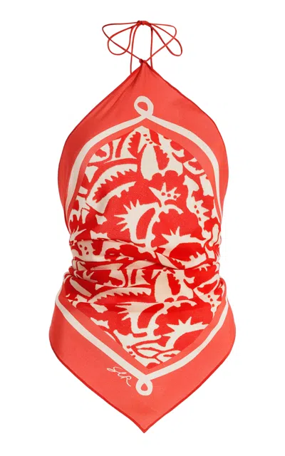 Sir . Exclusive Silk Scarf Top In Red