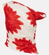 Sir Floral Draped Linen Top In White