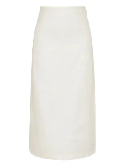 SIR FLORAL-EMBROIDERED MIDI SKIRT