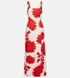 Sir Floral Linen Maxi Dress In White