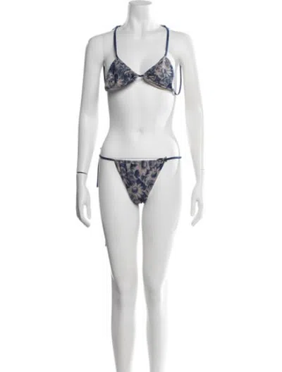 Pre-owned Sir Floral Print Bikini In Blue