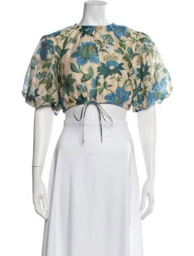 Pre-owned Sir Floral Print Crew Neck Crop Top In Multi