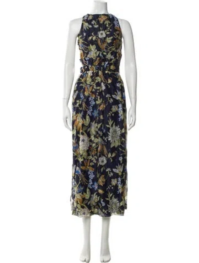 Pre-owned Sir Floral Print Long Dress In Blue