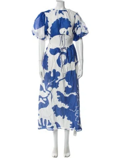 Pre-owned Sir Floral Print Long Dress In Blue