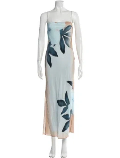 Pre-owned Sir Floral Print Long Dress In Blue