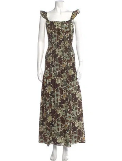 Pre-owned Sir Floral Print Long Dress In Brown