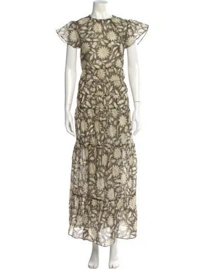 Pre-owned Sir Floral Print Long Dress In Brown