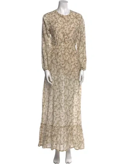 Pre-owned Sir Floral Print Long Dress In Neutral
