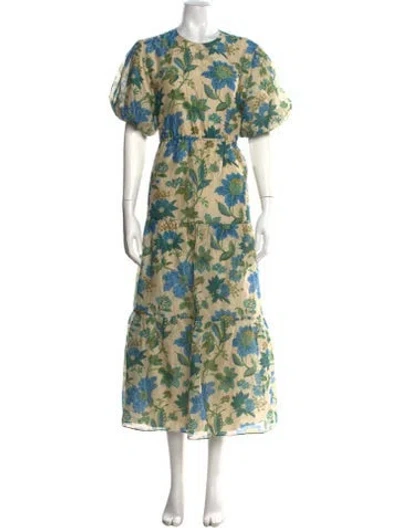 Pre-owned Sir Floral Print Long Dress In Neutral