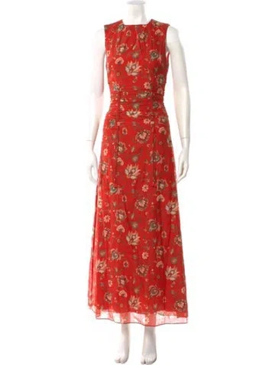 Pre-owned Sir Floral Print Long Dress In Orange