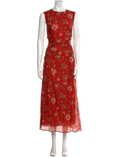 Pre-owned Sir Floral Print Long Dress In Orange