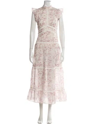 Pre-owned Sir Floral Print Long Dress In Pink