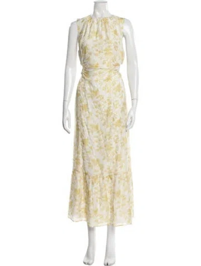Pre-owned Sir Floral Print Long Dress In White