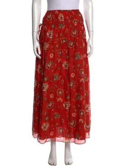 Pre-owned Sir Floral Print Long Skirt W/ Tags In Red