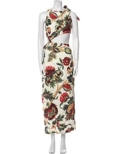 Pre-owned Sir Floral Print Midi Length Dress In Neutral