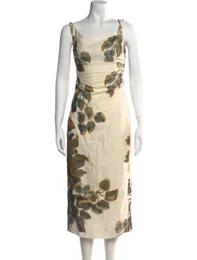Pre-owned Sir Floral Print Midi Length Dress In Neutrals
