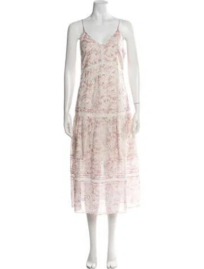 Pre-owned Sir Floral Print Midi Length Dress In Neutrals