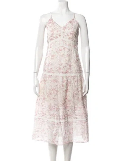 Pre-owned Sir Floral Print Midi Length Dress In Neutrals