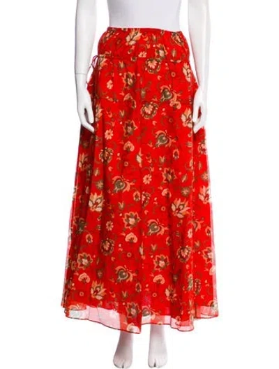 Pre-owned Sir Floral Print Midi Length Skirt In Orange