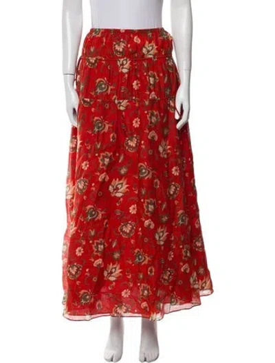 Pre-owned Sir Floral Print Midi Length Skirt In Orange