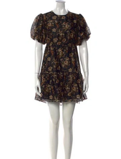 Pre-owned Sir Floral Print Mini Dress In Black