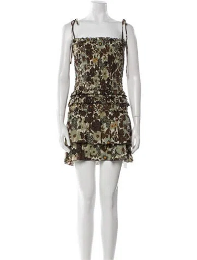 Pre-owned Sir Floral Print Mini Dress In Brown