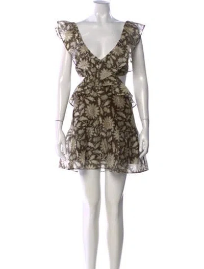 Pre-owned Sir Floral Print Mini Dress In Brown