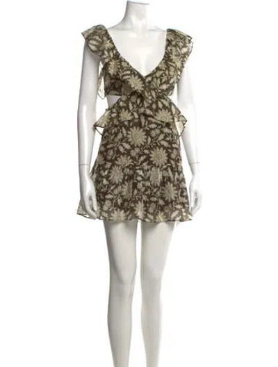 Pre-owned Sir Floral Print Mini Dress In Brown