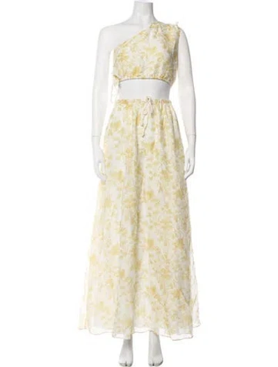 Pre-owned Sir Floral Print Ruffle Embellishment Skirt Set In Yellow