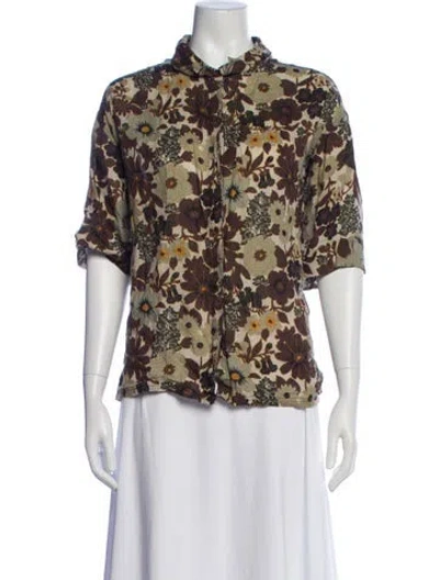 Pre-owned Sir Floral Print Short Sleeve Top In Neutral