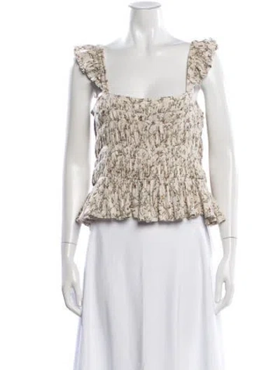Pre-owned Sir Floral Print Square Neckline Crop Top In Neutral