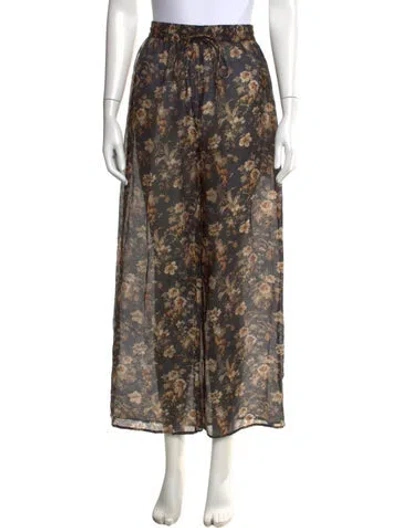 Pre-owned Sir Floral Print Wide Leg Pants In Black