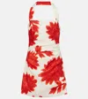 Sir Floral Ruched Linen Minidress In White