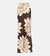 Sir Floral Silk Satin Maxi Skirt In Brown