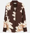 Sir Floral Silk Satin Shirt In Brown
