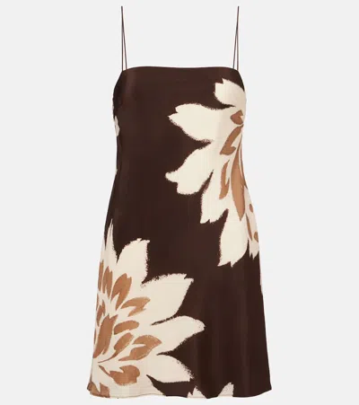 Sir Floral Silk Satin Slip Dress In Brown