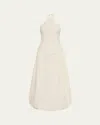 Sir Florent Halterneck Cotton-blend Maxi Dress In Cream