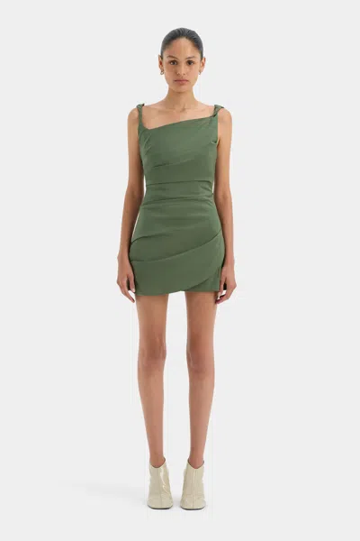 Sir Florent Twist Mini Dress In Forest Green