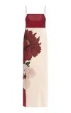 Sir Florian Slip Dress In Wildflower Floral In Burgundy