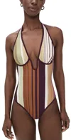 Sir Fontana Halter One Piece Elisa Stripe In Brown
