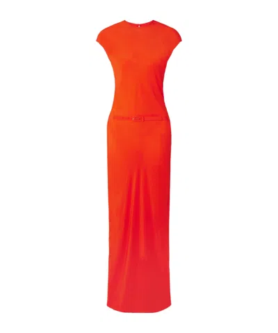 Sir Fresca Belted Silk Crepe De Chine Maxi Dress In Orange