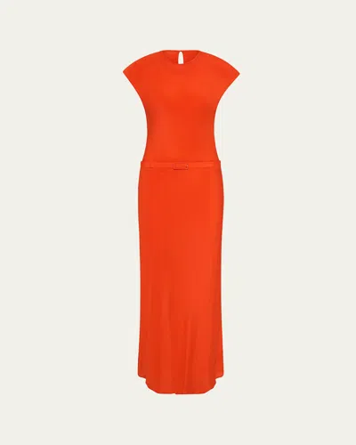 Sir Fresca Belted Silk Dress In Orange