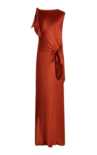 Sir . Gabriete Tie-shoulder Silk Maxi Dress In Brown